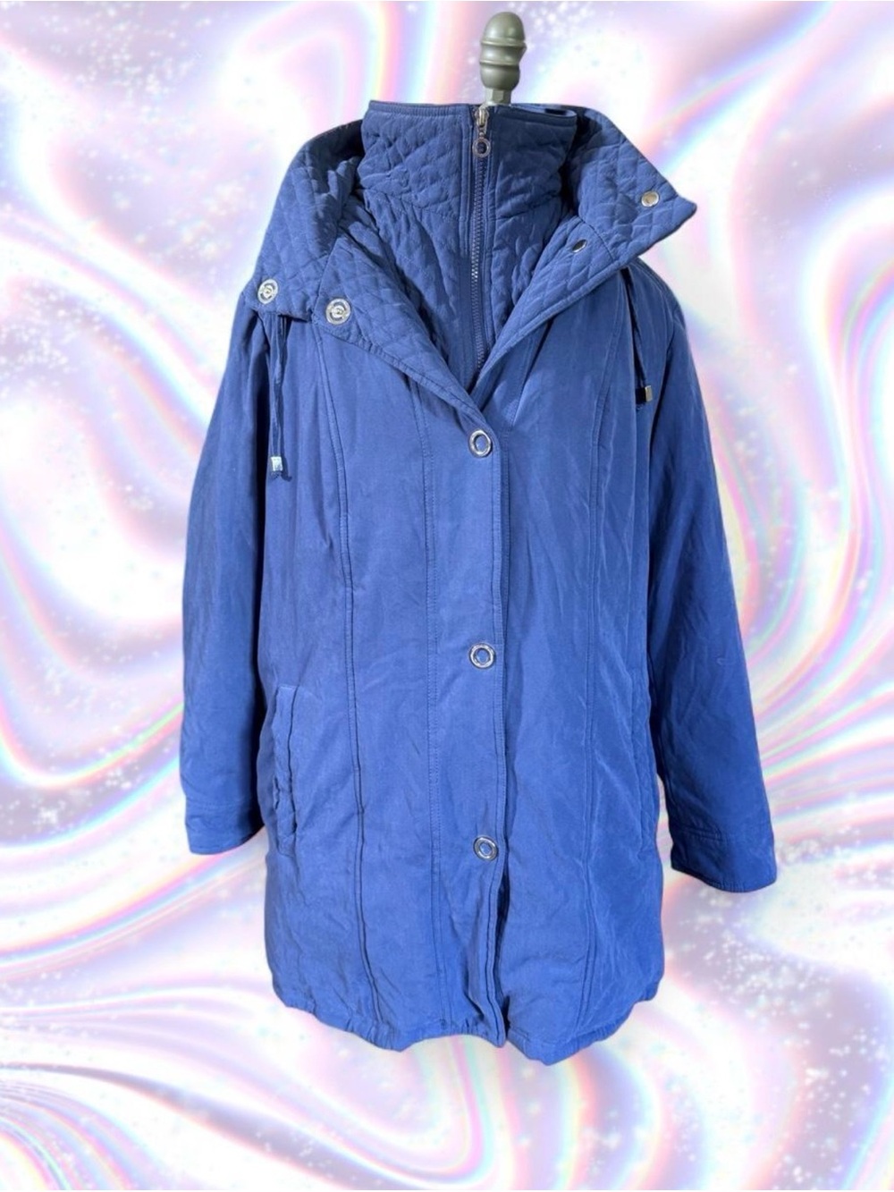 breckenridge Blue Quilted Hooded Puffer Coat